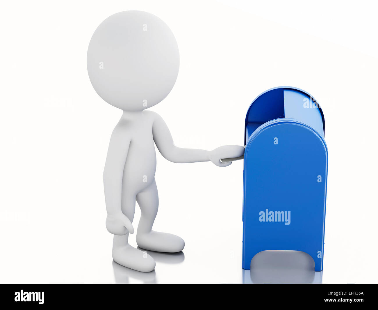 3d illustration. Les blancs avec boite mail et enveloppe. Isolé sur fond blanc Banque D'Images