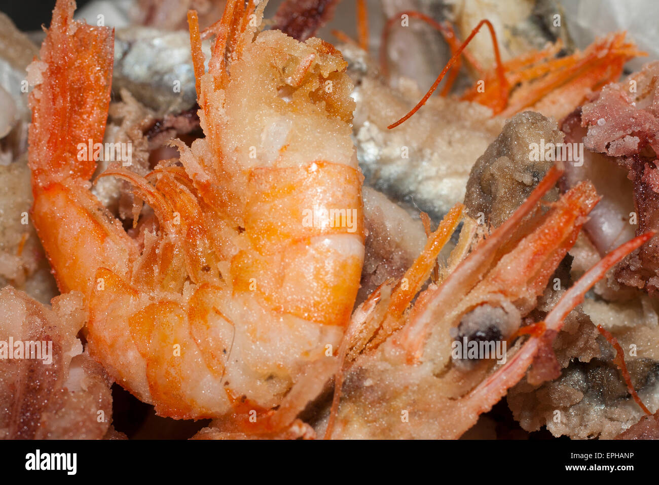 Fish Fry, Frittura di pesce avec les crevettes, les calmars et les anchois - fruits de mer italiens Banque D'Images