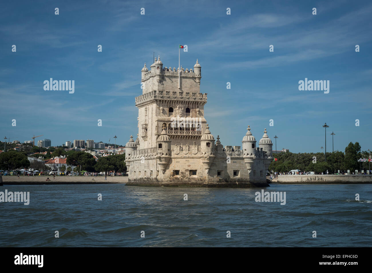 Torre de Belém (tour de Belem) Vue du fleuve Tage à Lisbonne au Portugal Banque D'Images
