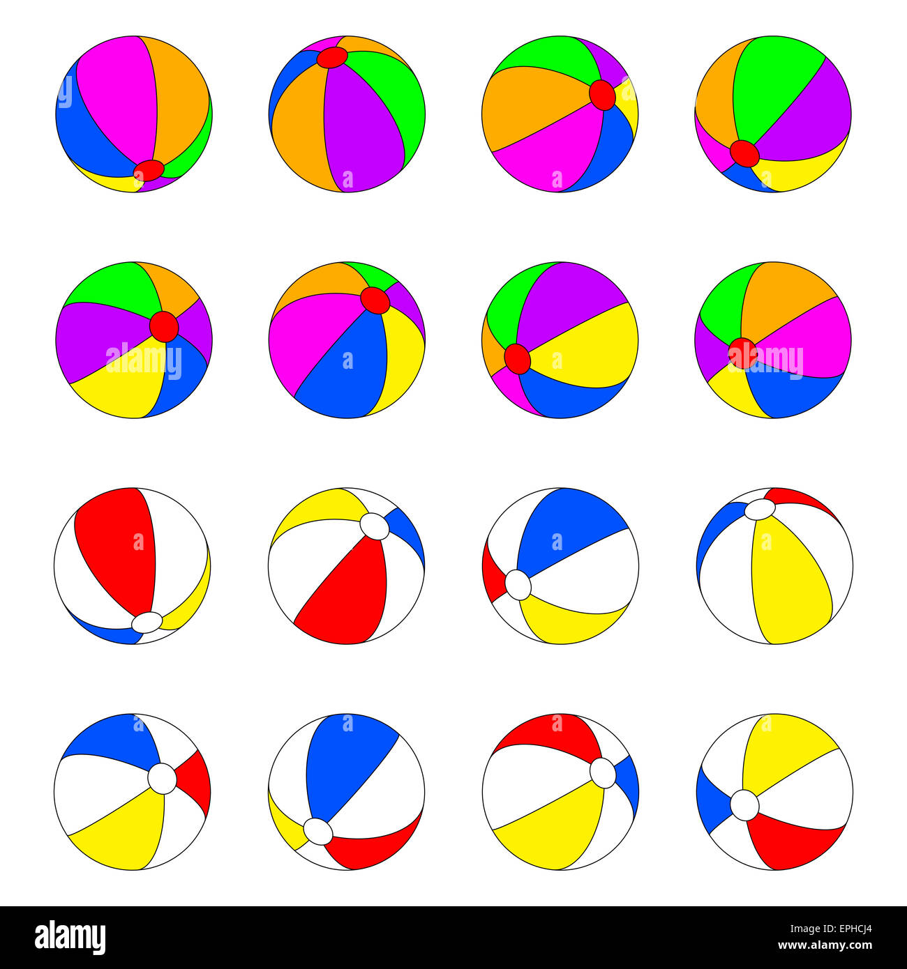 Des ballons de plage isolé sur fond blanc. L'illustration. Banque D'Images