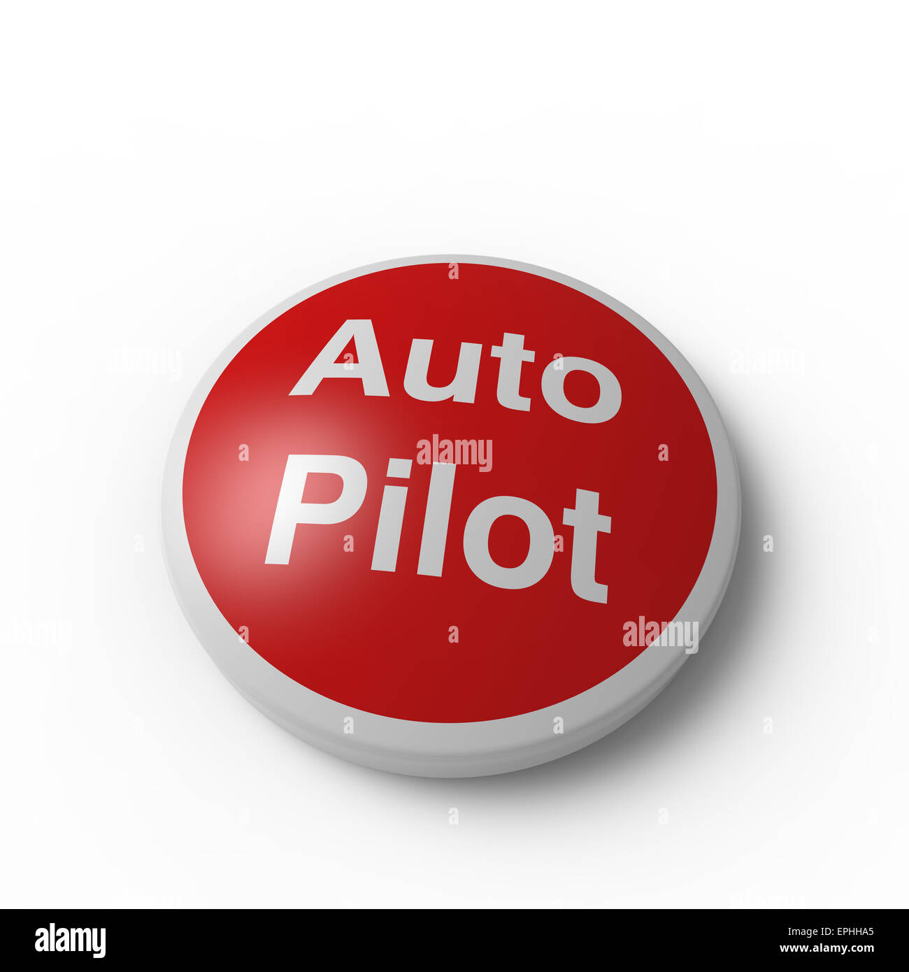 Circulaire Rouge bouton Pilote automatique avec une surface courbe sur un fond blanc Banque D'Images