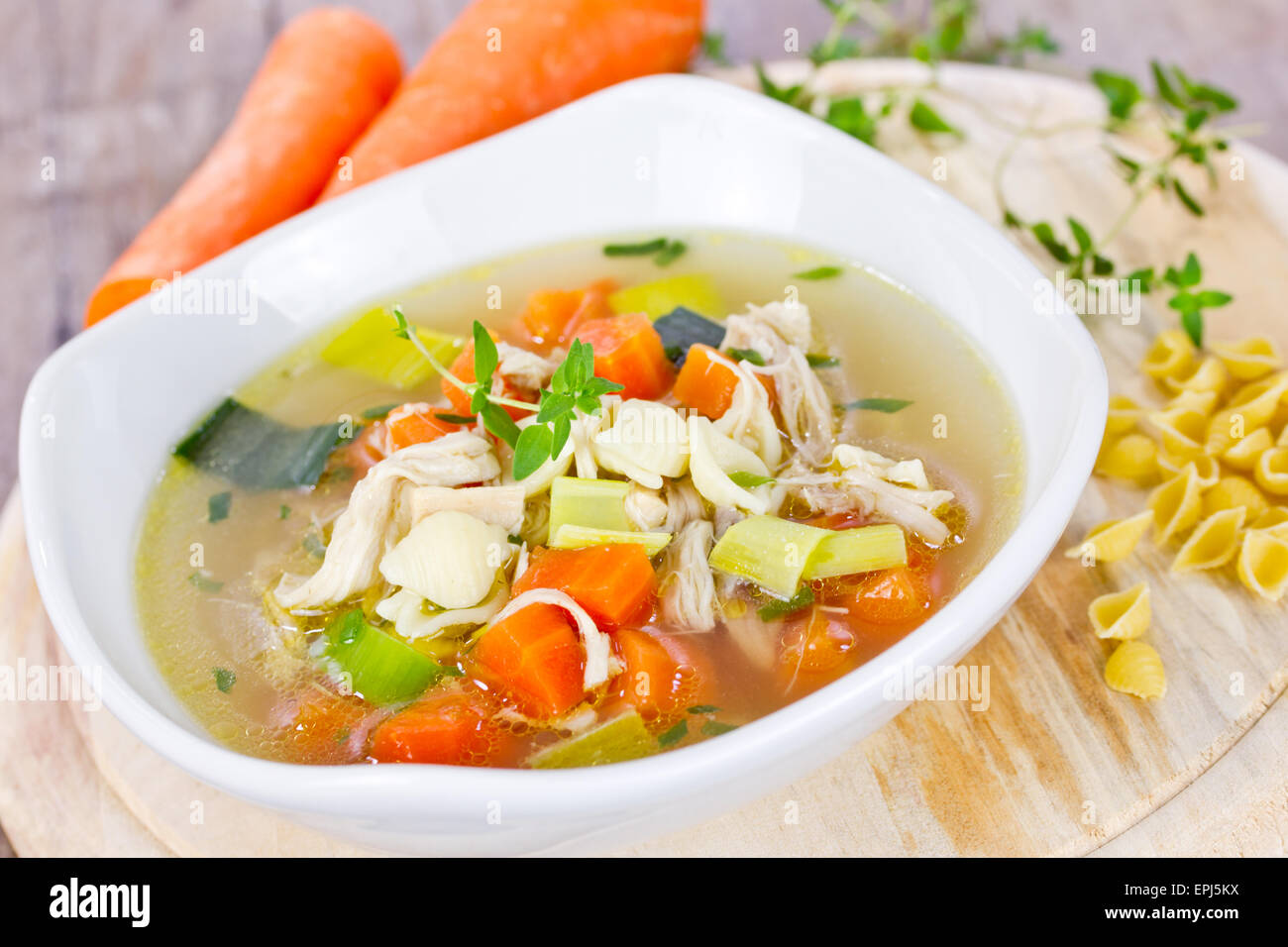 soupe au poulet Banque D'Images