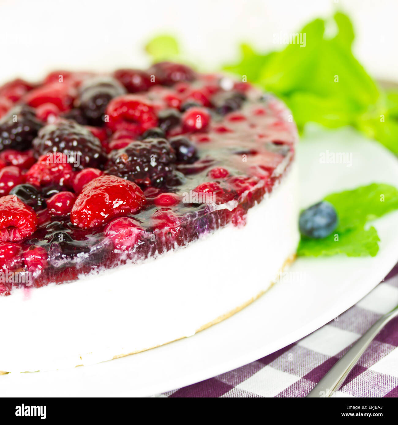 gâteau aux framboises Banque D'Images