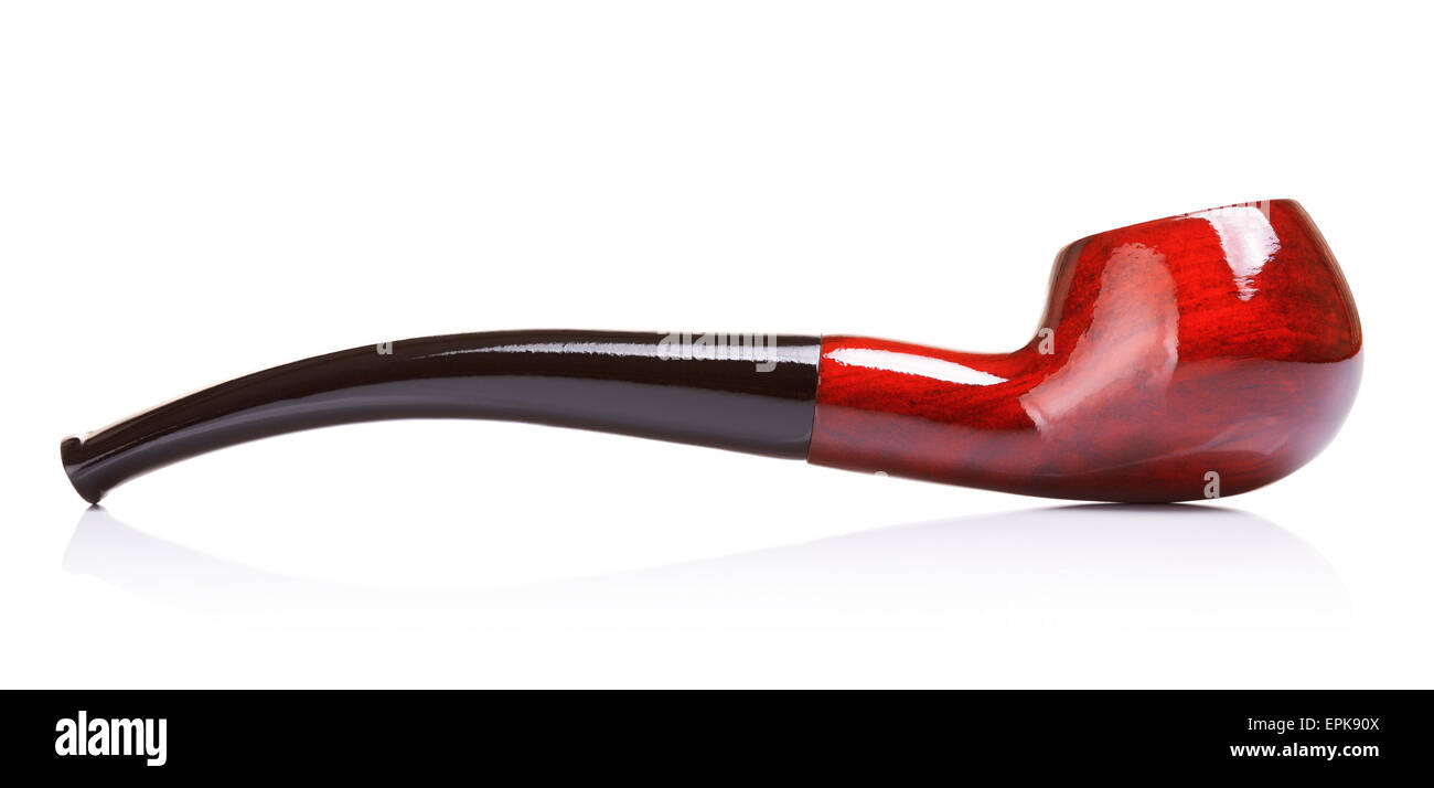 Pipe en bois rouge, isolated on white Banque D'Images