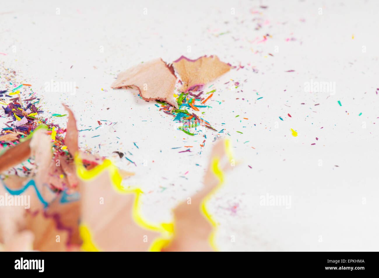Macro shot : copeaux de crayons de couleur Banque D'Images