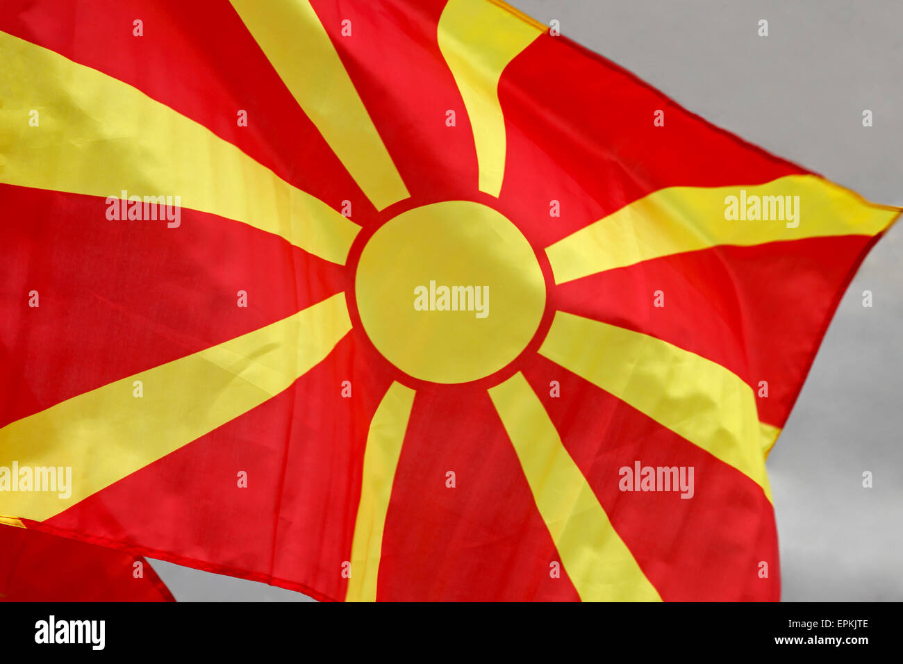 Drapeau de la Macédoine Banque D'Images