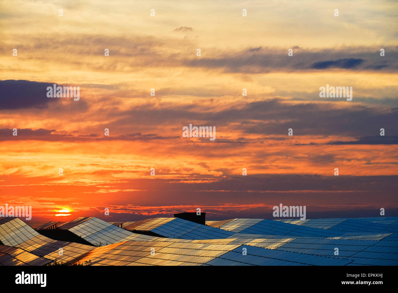 Domaine des cellules solaires et sundown france europe Banque D'Images