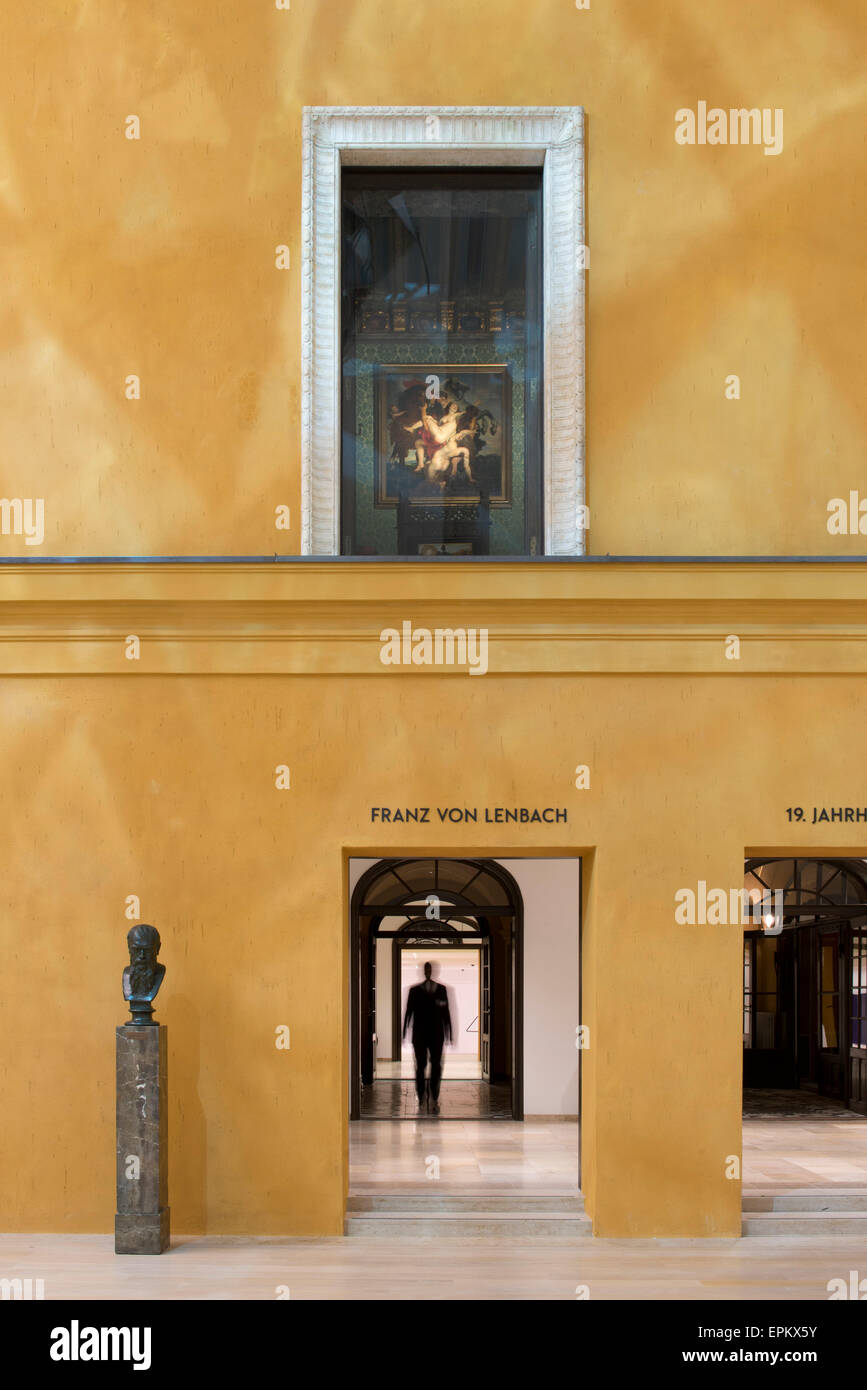 Mur et fenêtre dans la nouvelle aile du musée Lenbachhaus, Munich, Allemagne Banque D'Images