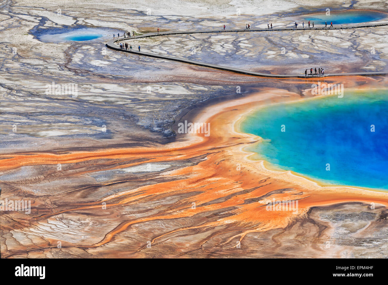 Etats-unis, Parc National de Yellowstone, Geyser Basin, Midway Geyser Basin, Grand Prismatic Spring, elevated view Banque D'Images