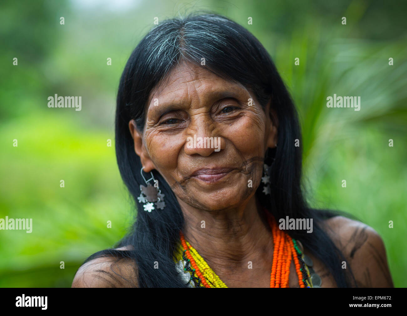 Panama, province de Darién, Bajo Chiquito, femme de la Tribu Indienne indigène Embera Banque D'Images