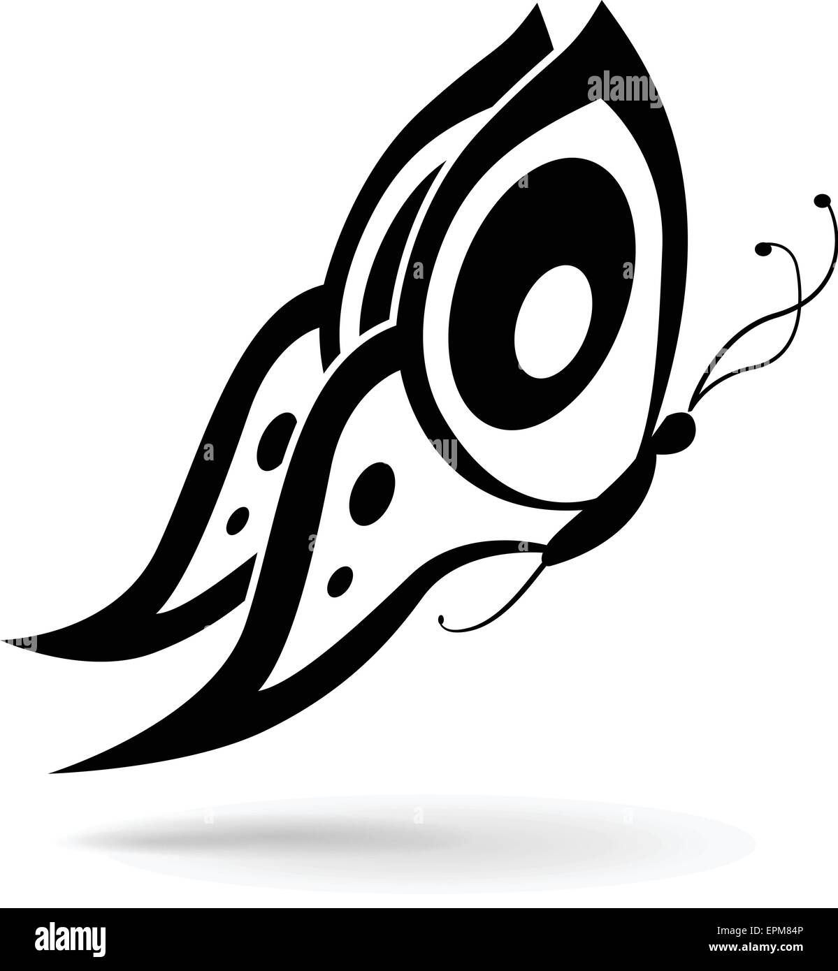 Illustration de dessin papillon noir sur fond blanc Illustration de Vecteur