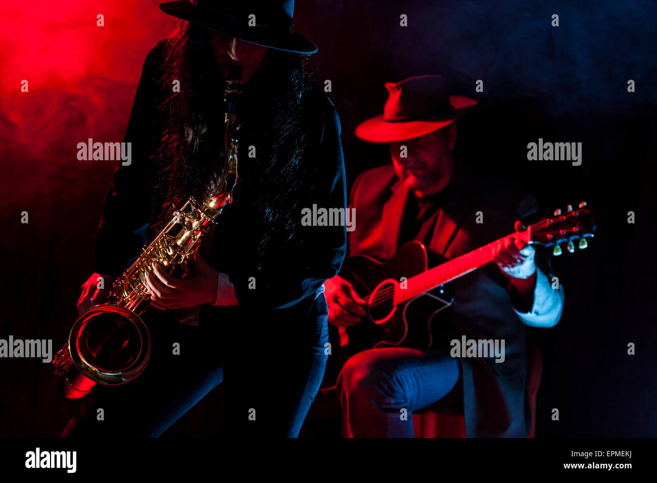 Saxophone et guitare Banque D'Images