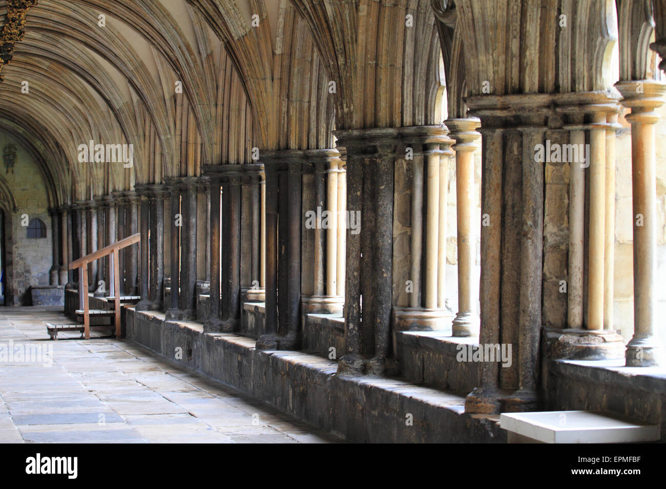 Les cloîtres à la cathédrale de Norwich, pierre à chaux construite, Norwich, Norfolk, Royaume-Uni Banque D'Images
