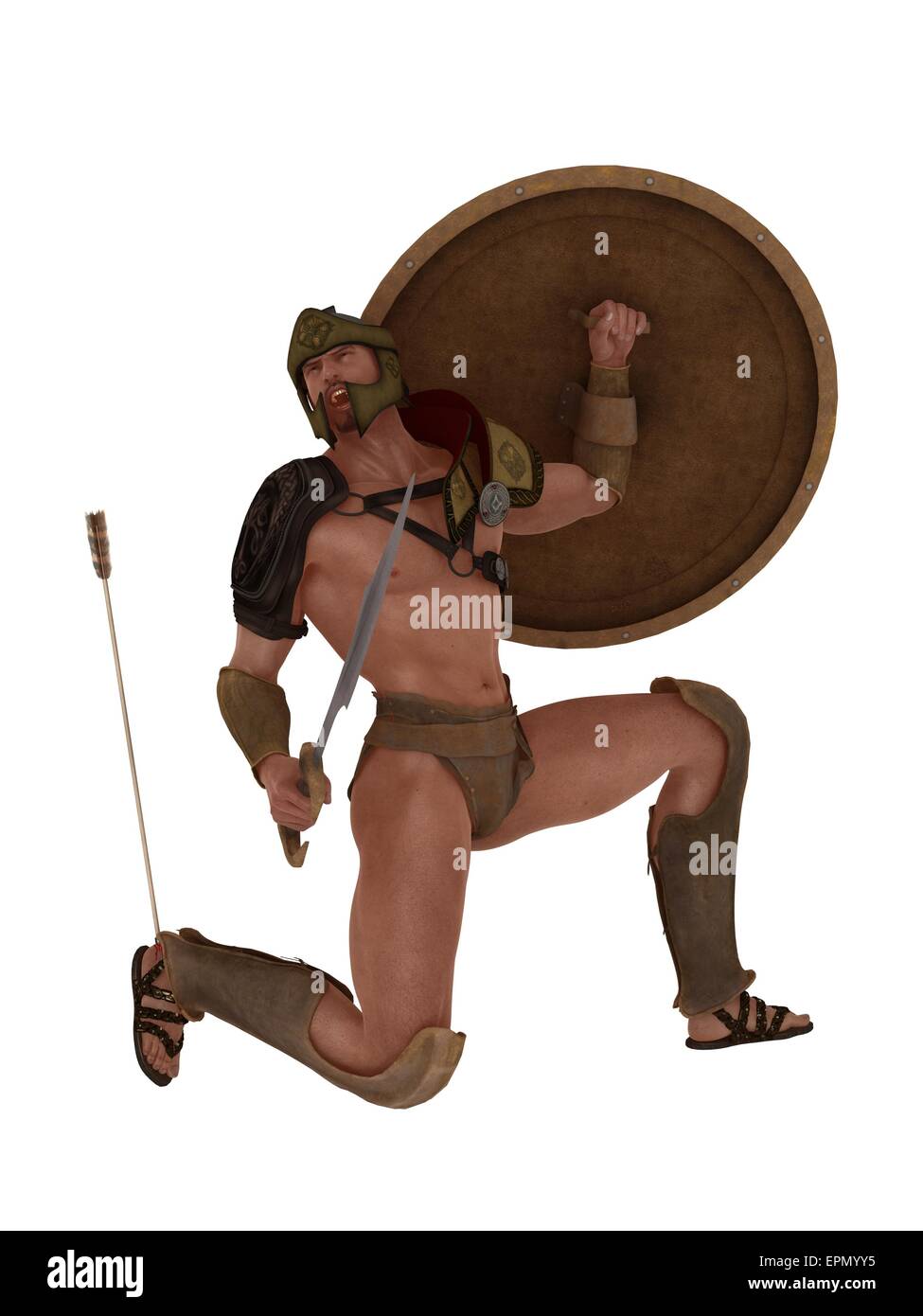 Le légendaire guerrier grec blessé par la flèche dans le talon qui est sa seule vulnérabilité Banque D'Images