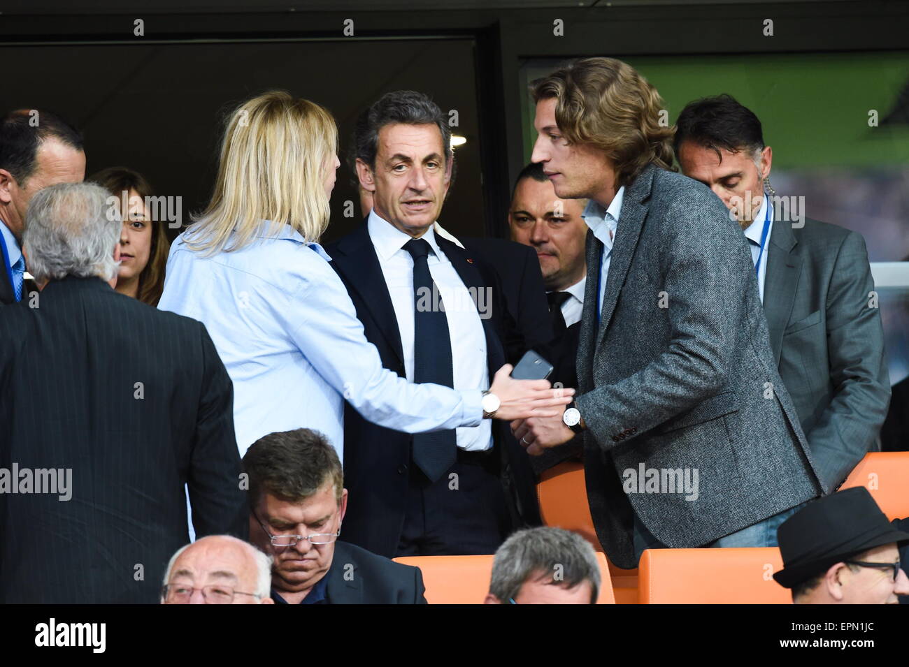 Jean Sarkozy/Nicolas Sarkozy - 16.05.2015 - Montpellier/Paris Saint Germain - 37eme journée de Ligue 1.Photo : Alexandre Dimou/Icon Sport Banque D'Images