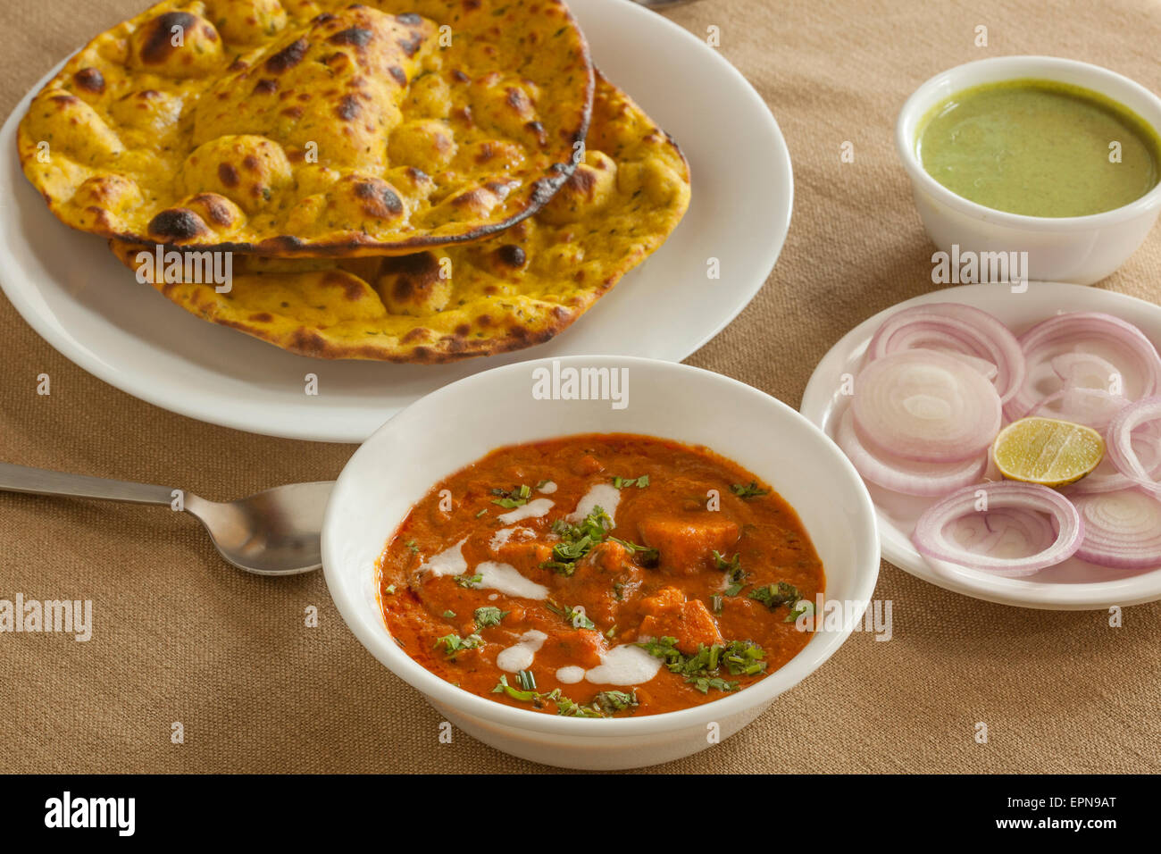 Beurre masala Paneer avec Mlle roti Banque D'Images