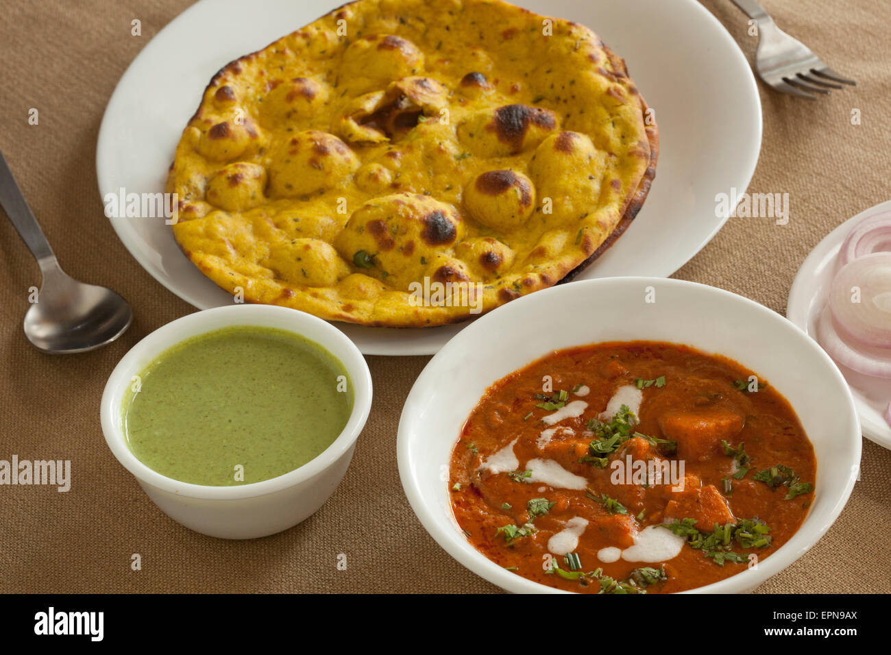 Beurre masala Paneer avec Mlle roti Banque D'Images