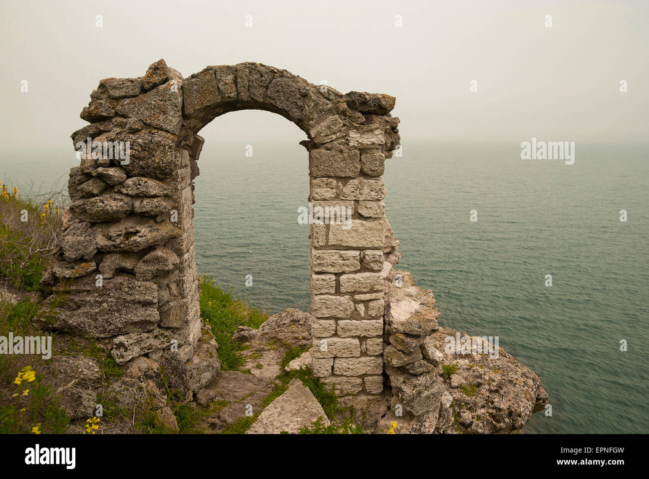 Au passage de l'ancienne pointe de Kaliakra, côte de la mer Noire, Bulgarie Banque D'Images