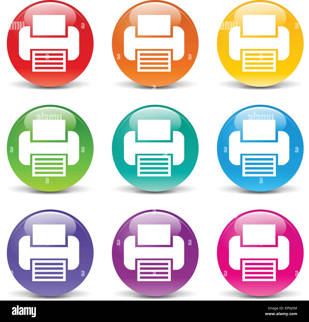 Collection d'icônes de couleurs différentes pour l'imprimante Illustration de Vecteur
