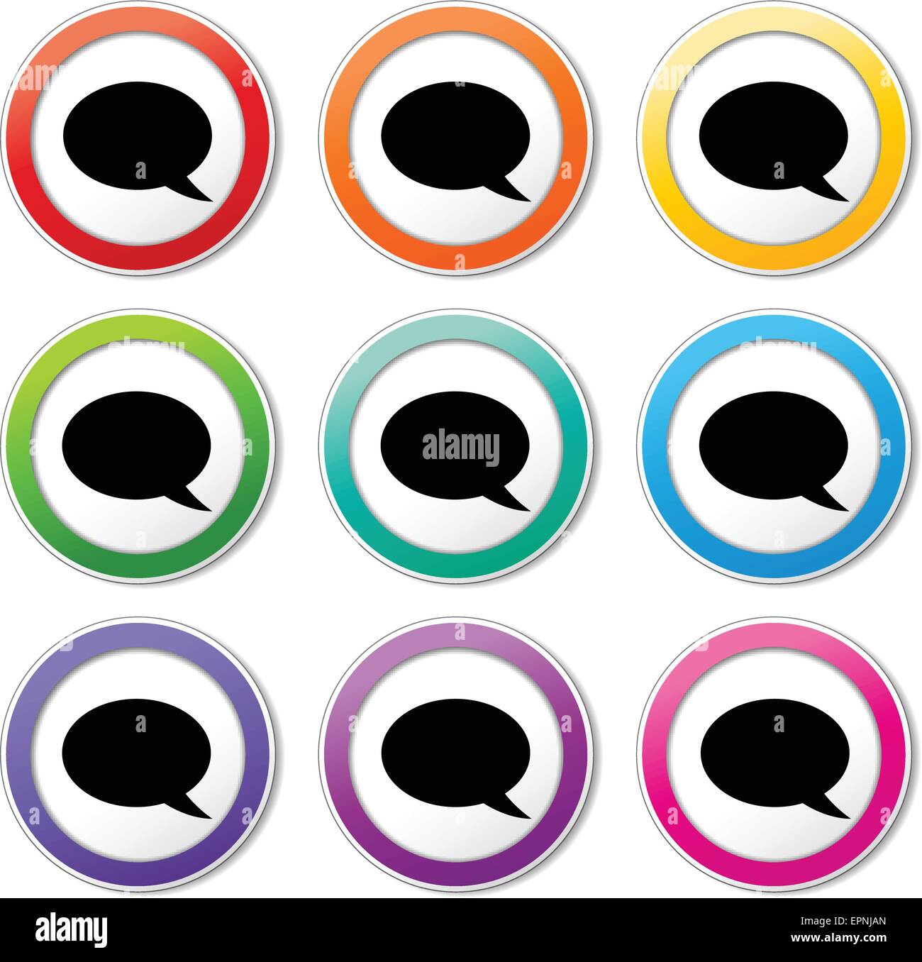 Illustration de l'ensemble de couleur différentes icônes bulle Illustration de Vecteur