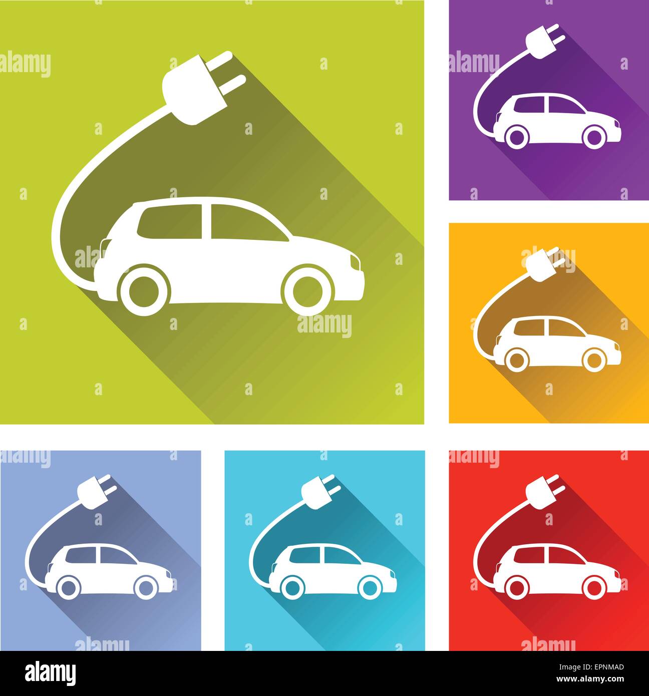 Illustration du modèle plat set d'icônes pour la voiture électrique Illustration de Vecteur