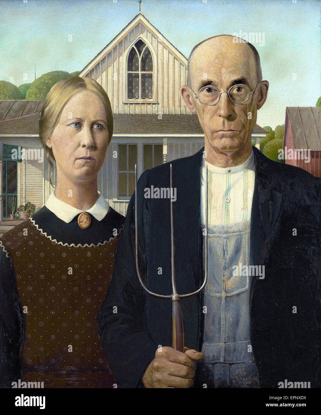 Grant Wood American Gothic Banque D'Images