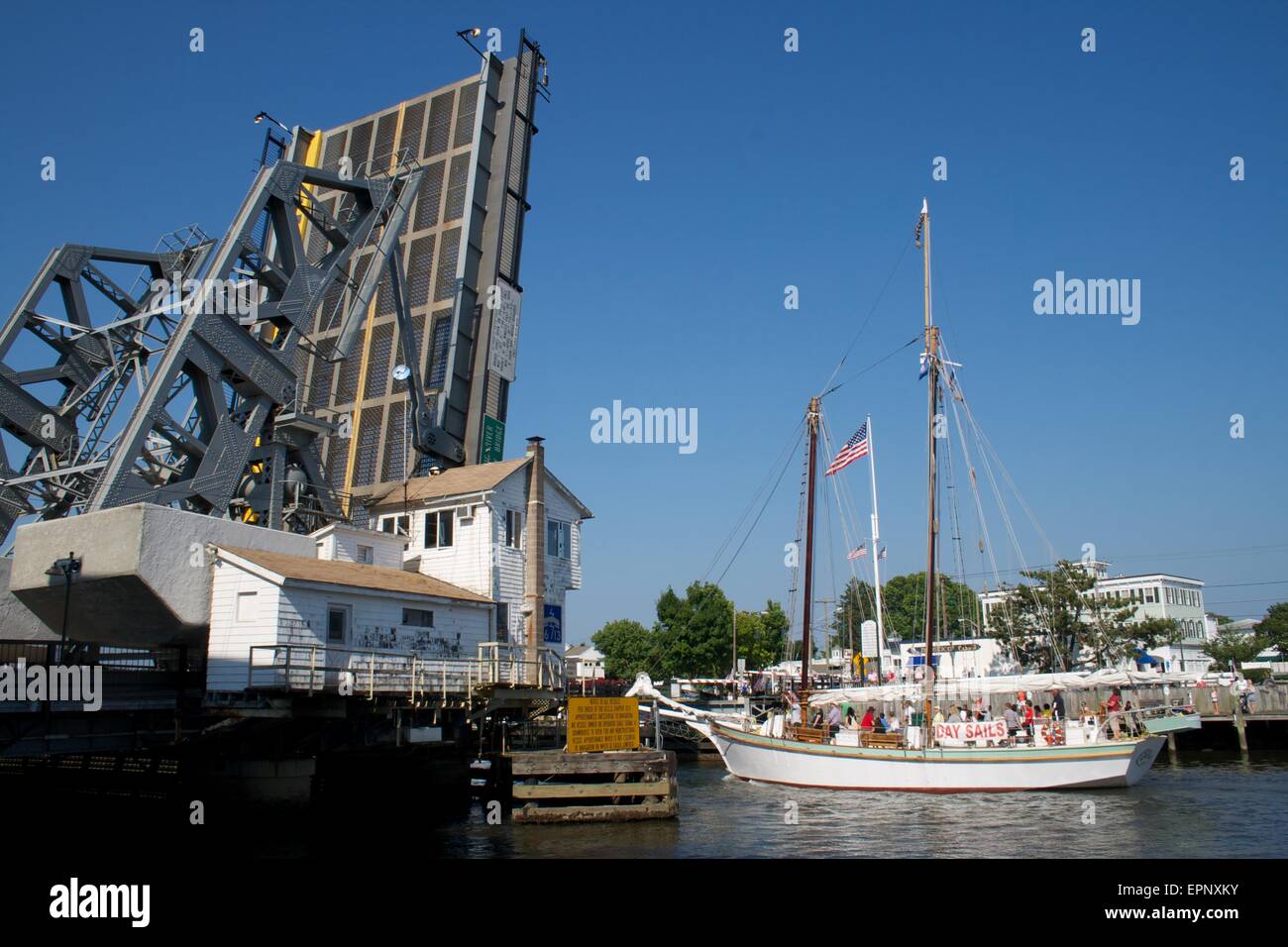 Pont, port de Mystic, Mystic, CT, Etats-Unis Banque D'Images