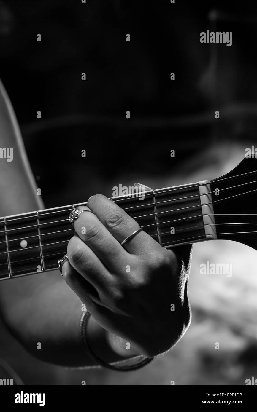 Guitariste Close Up Banque D'Images