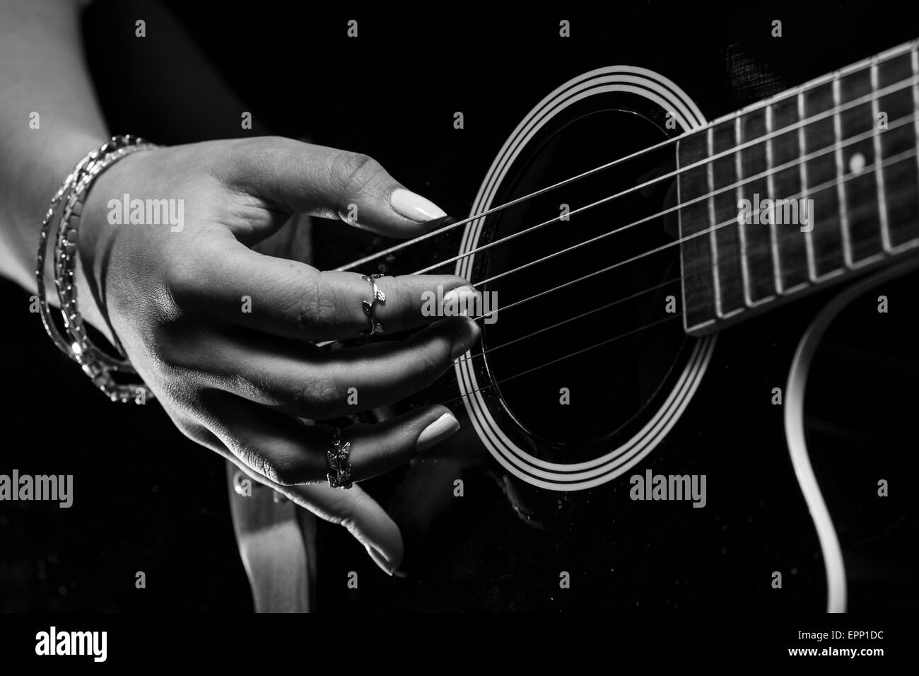 Guitariste Close Up Banque D'Images