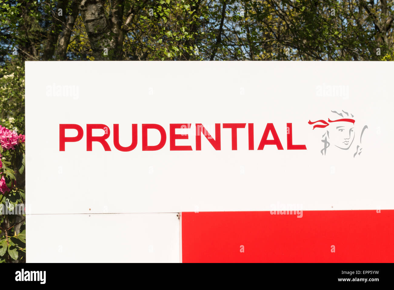 Prudential affiche à l'extérieur de leurs bureaux à Craigforth, Stirling, Ecosse Banque D'Images