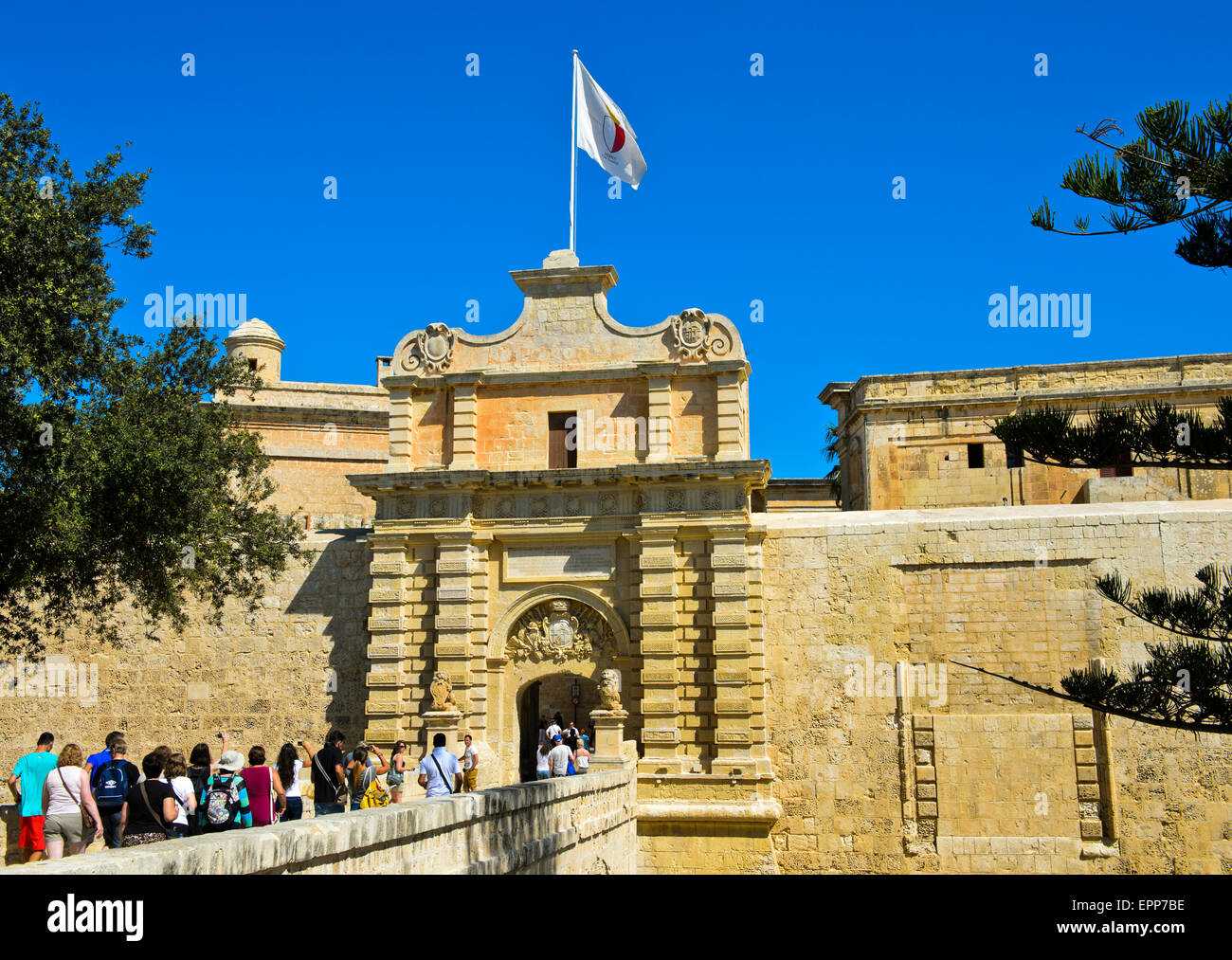 Porte de la ville de Mdina, également Città Vecchia ou Città Notabile, Malte Banque D'Images