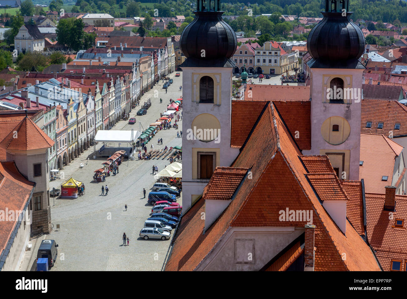 Vue de la vieille ville de Telc République tchèque Banque D'Images