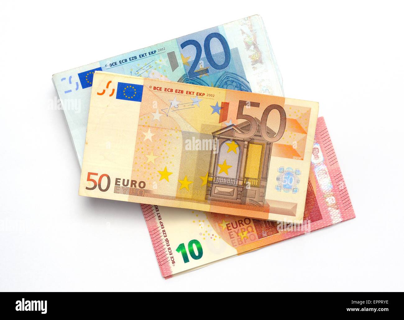 10,20,et 50 euro note confessions. Banque D'Images