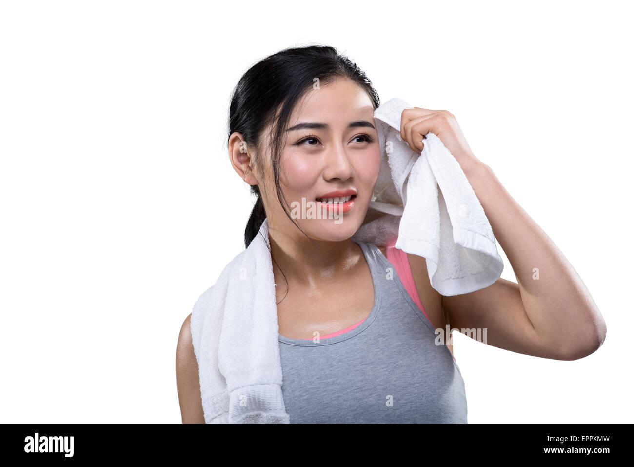 Portrait of smiling woman in fitness clothes Banque D'Images