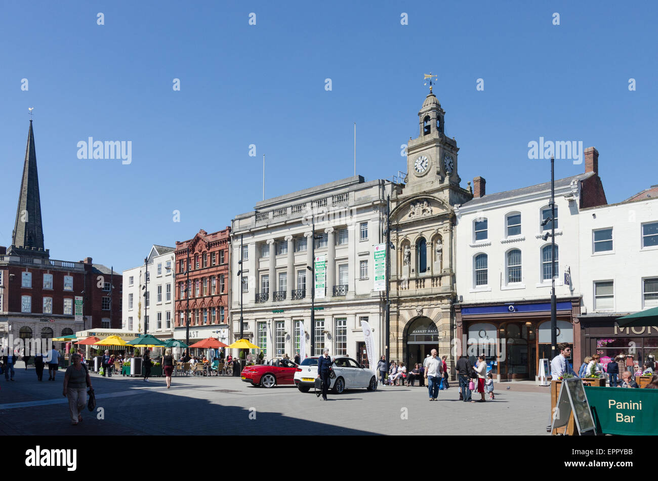 Boutiques dans la ville haute de centre-ville d''Hereford Banque D'Images