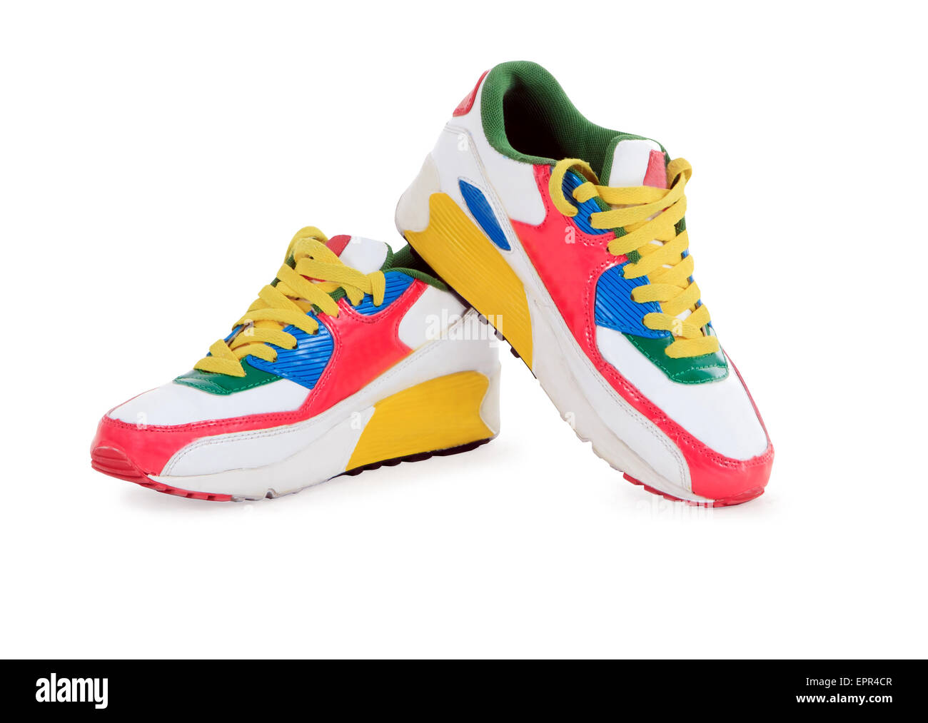 Paire de chaussures de sport sur un fond blanc Banque D'Images