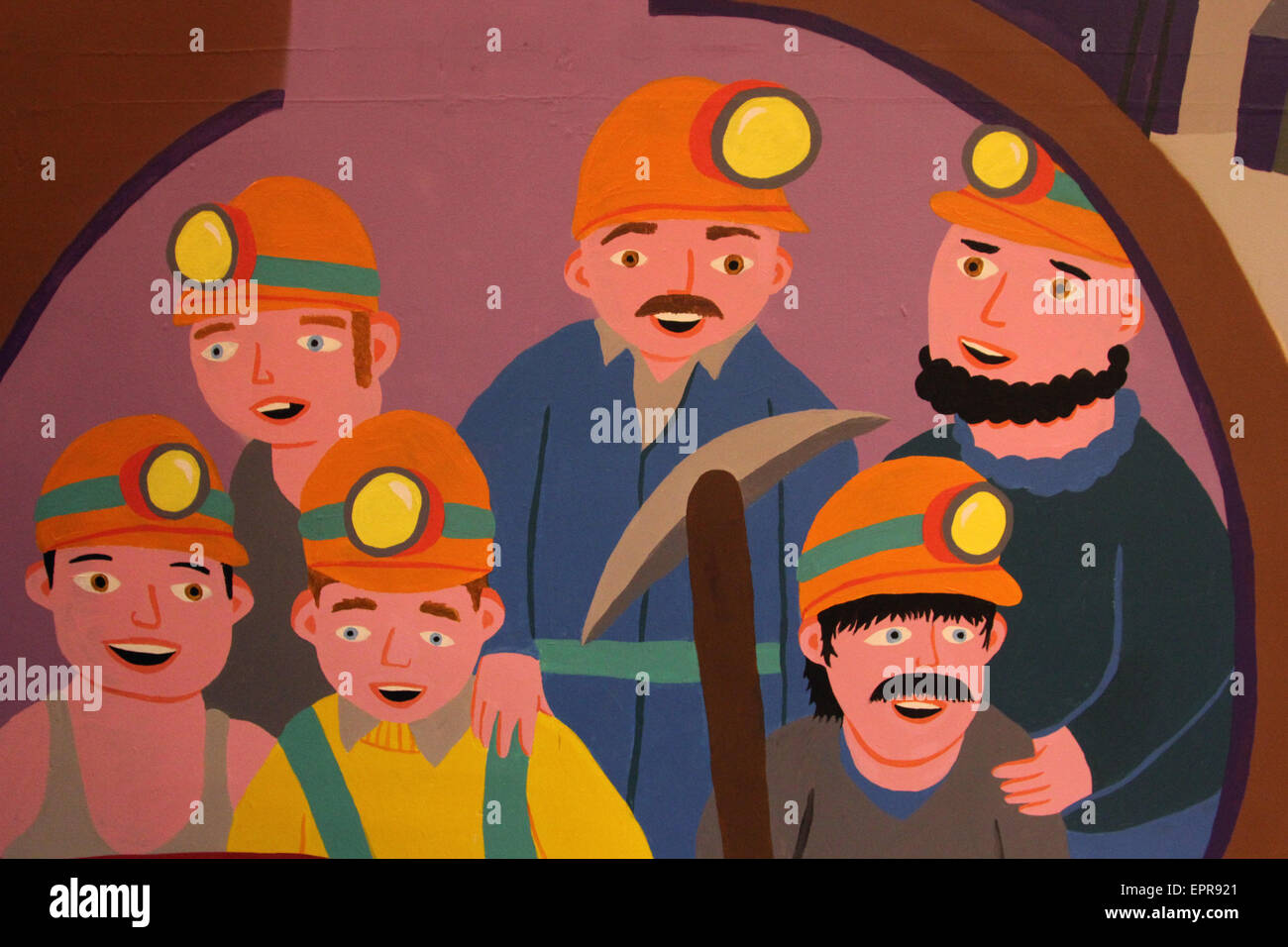 Nouvelle œuvre d'art dans le hall, Blaengarw Accidents Banque D'Images