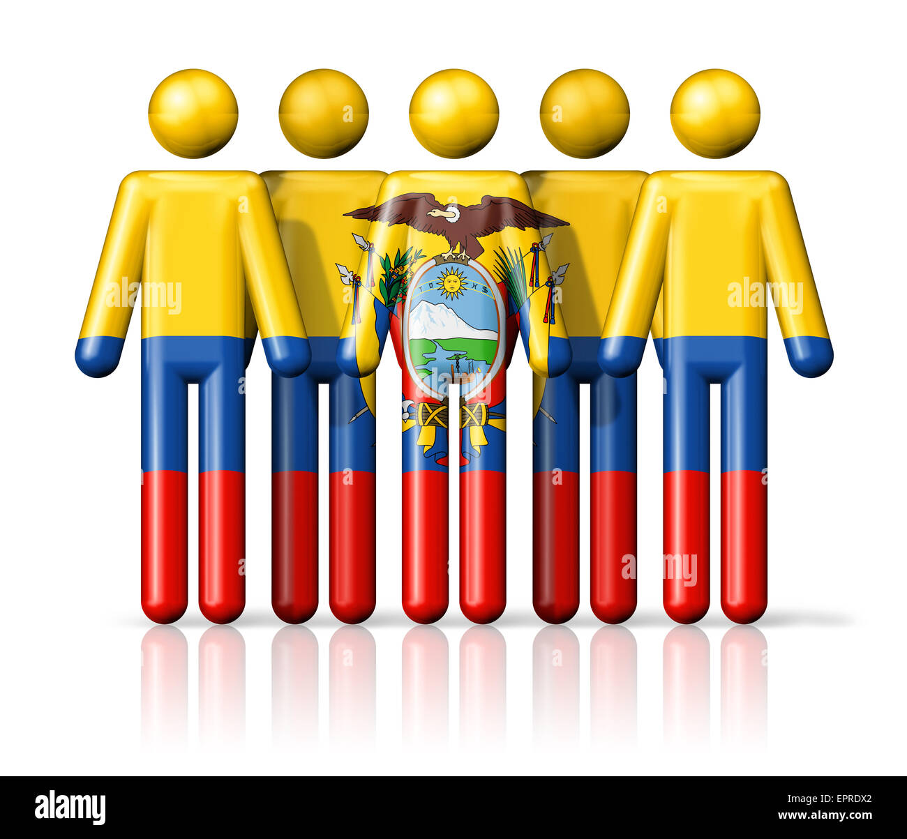 Drapeau de l'Équateur le stick figure - symbole de la communauté nationale et sociale l'icône 3D Banque D'Images