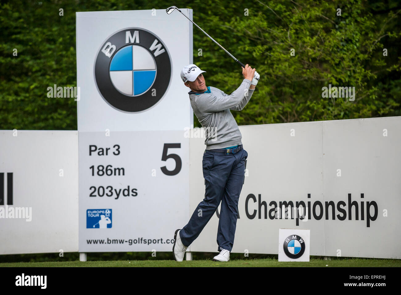 Londres, Royaume-Uni. 20 mai 2015. Alex Noren (Suède) tees off au BMW PGA Championship 2015 Pro-Am au Wentworth club, Surrey. Crédit : Stephen Chung / Alamy Live News Banque D'Images