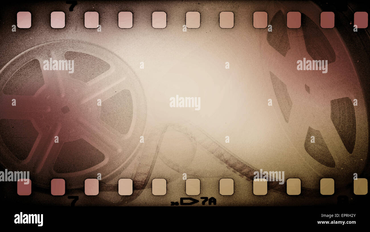 Grunge vieille motion photo bobine avec bande de film. Vintage background. Banque D'Images