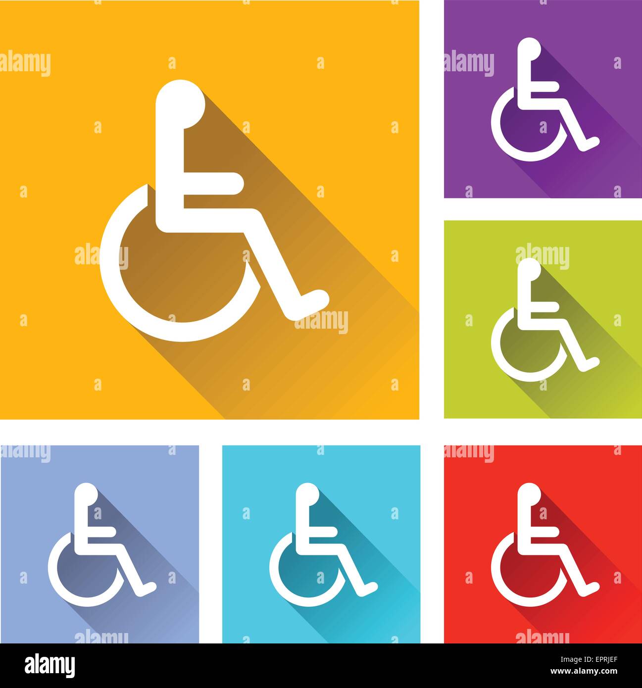 Illustration du modèle plat, set d'icônes pour handicap Illustration de Vecteur