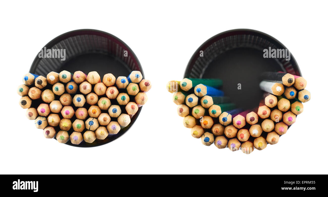 Porte-crayons plein de crayons Banque D'Images