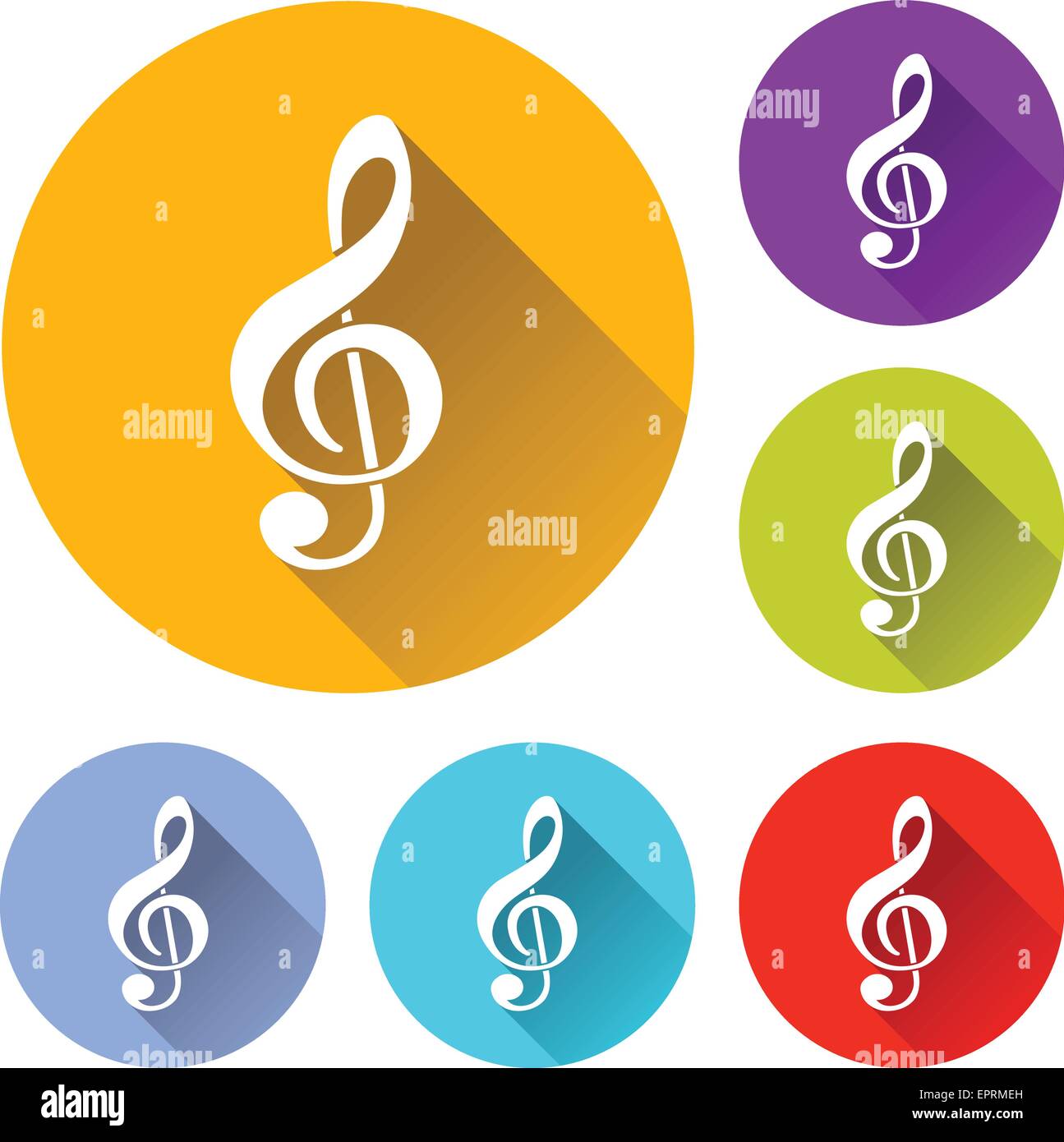 Vector illustration de six icônes musique haut Illustration de Vecteur