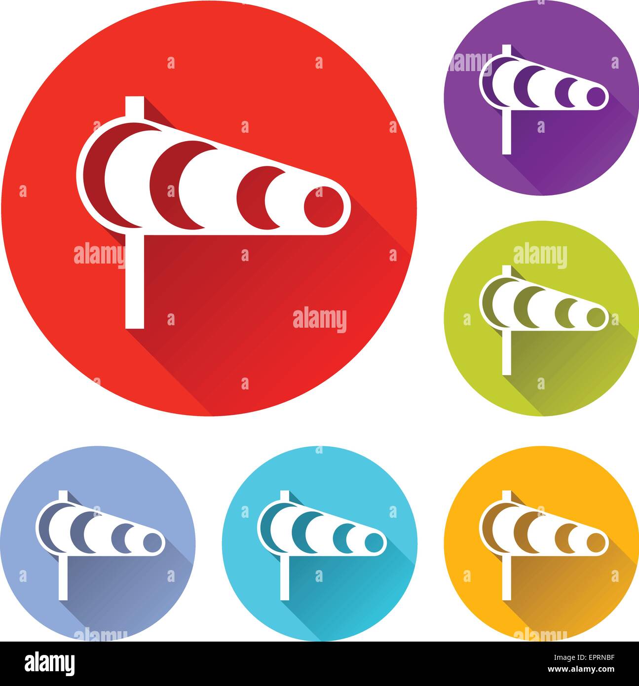Vector illustration de six icônes vent coloré Illustration de Vecteur