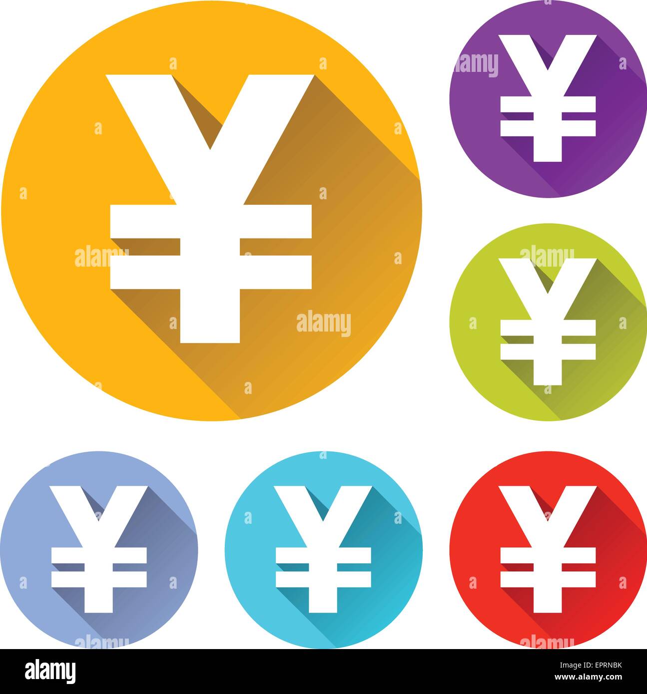 Vector illustration de six icônes yen colorés Illustration de Vecteur