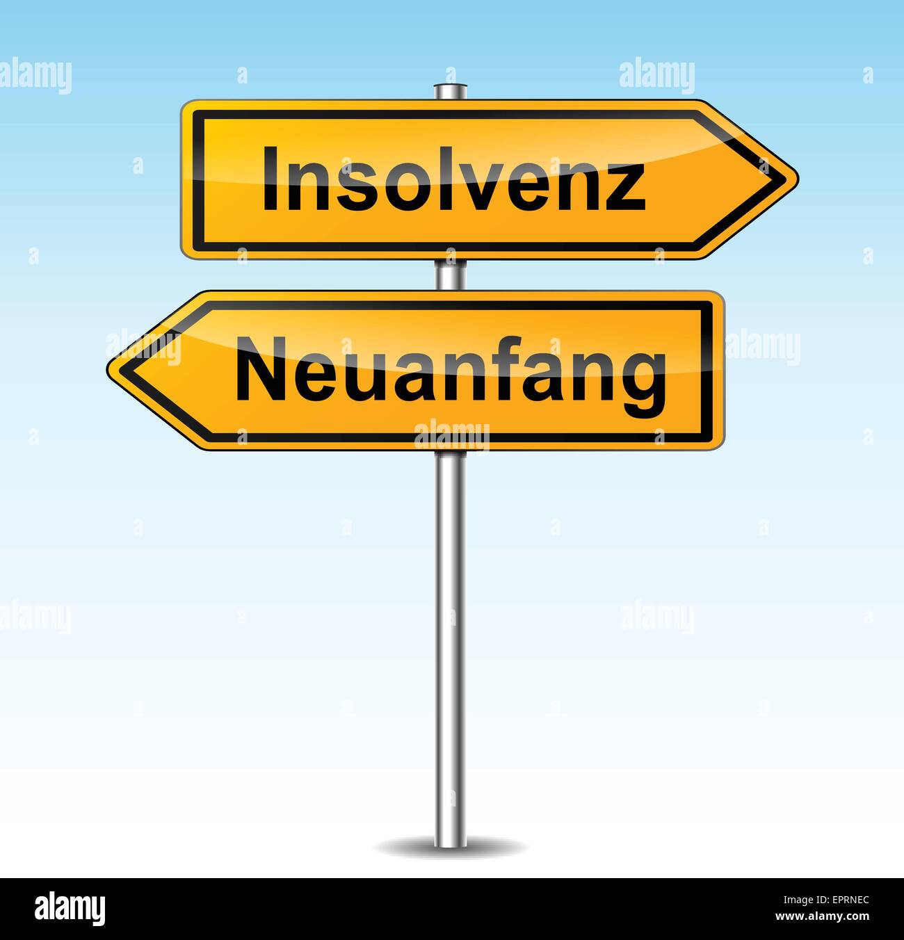 Illustration de l'insolvabilité et nouveau départ signes (traduction allemande) Illustration de Vecteur