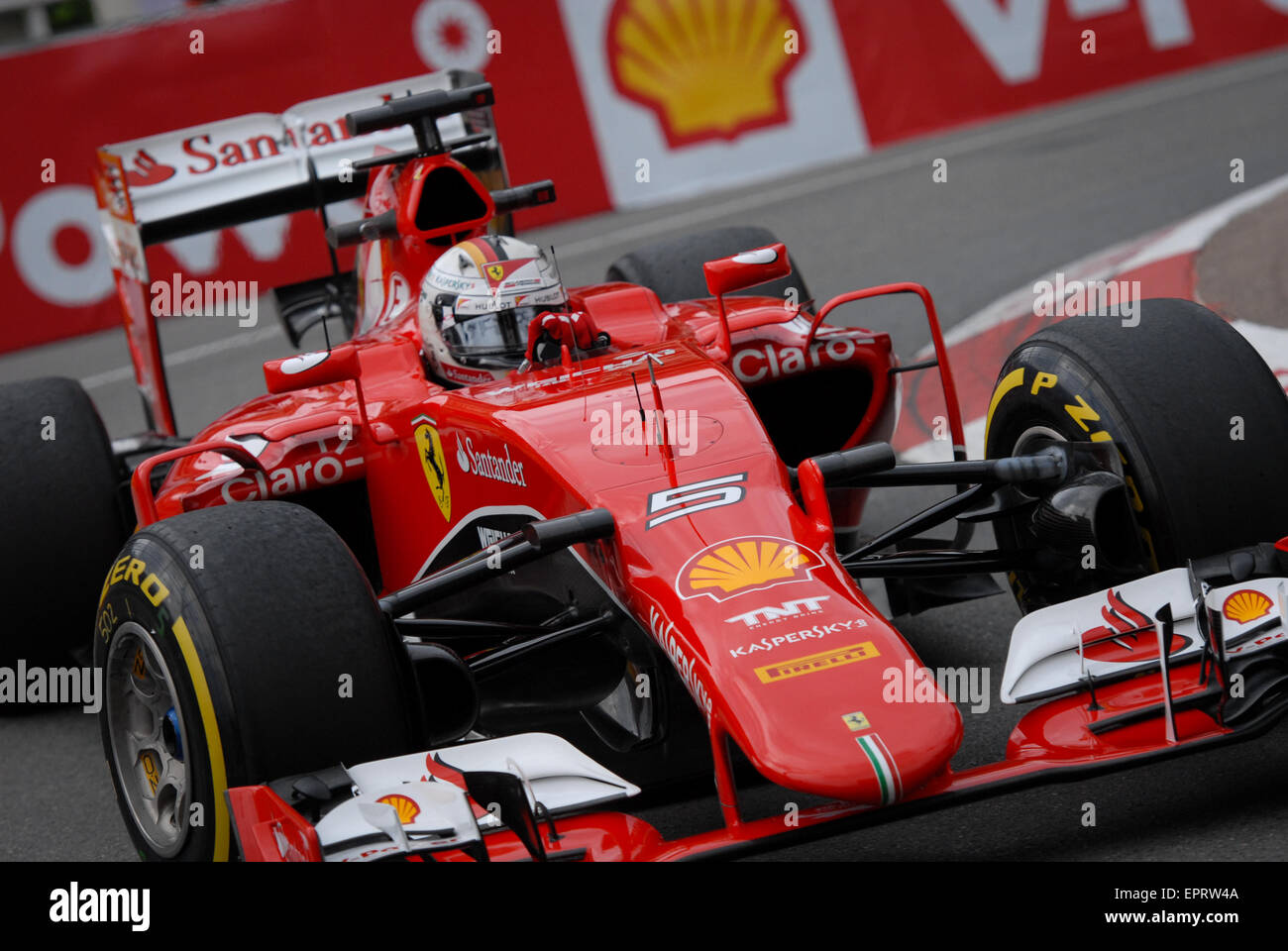 Monte Carlo, Monaco. 21 mai, 2015. Sebastian Vettel (GER). Ferrari F1 Team. À la séance d'essais du Grand Prix de Formule 1 de Monaco, Monte Carlo. Crédit : Kevin Bennett/Alamy Live News Banque D'Images