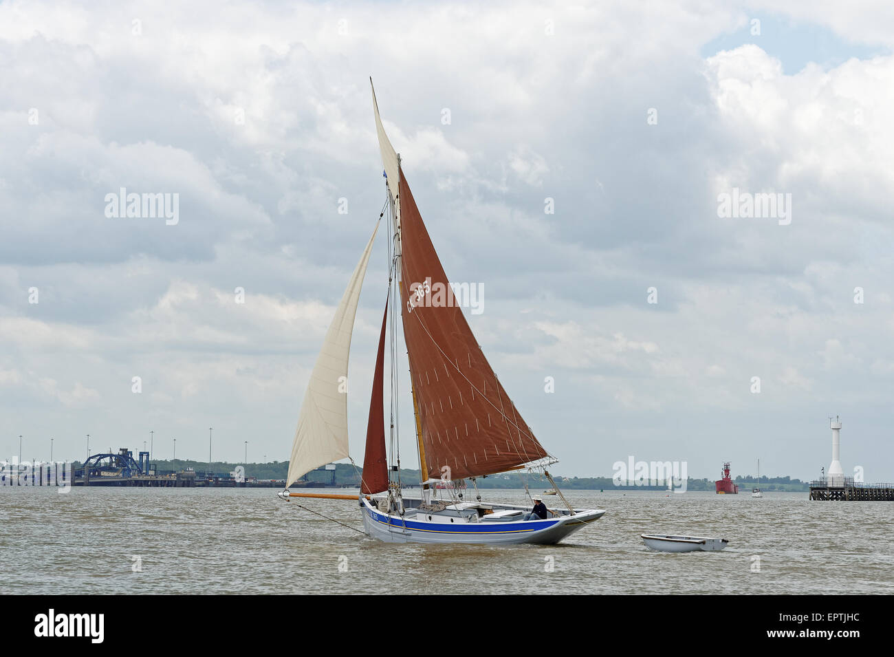 Oyster smack CK365 historique - Transcur - Sailing in Harwich Port,UK. Elle est d'environ 35 pieds de long et a été construit en 1889. Banque D'Images