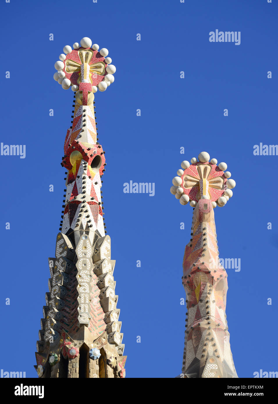 Barcelone, Espagne - 31 décembre 2015 : Détail de l'église de la Sagrada Familia (Temple Expiatori de la Sagrada Famalia) à Barcelone, Sp Banque D'Images