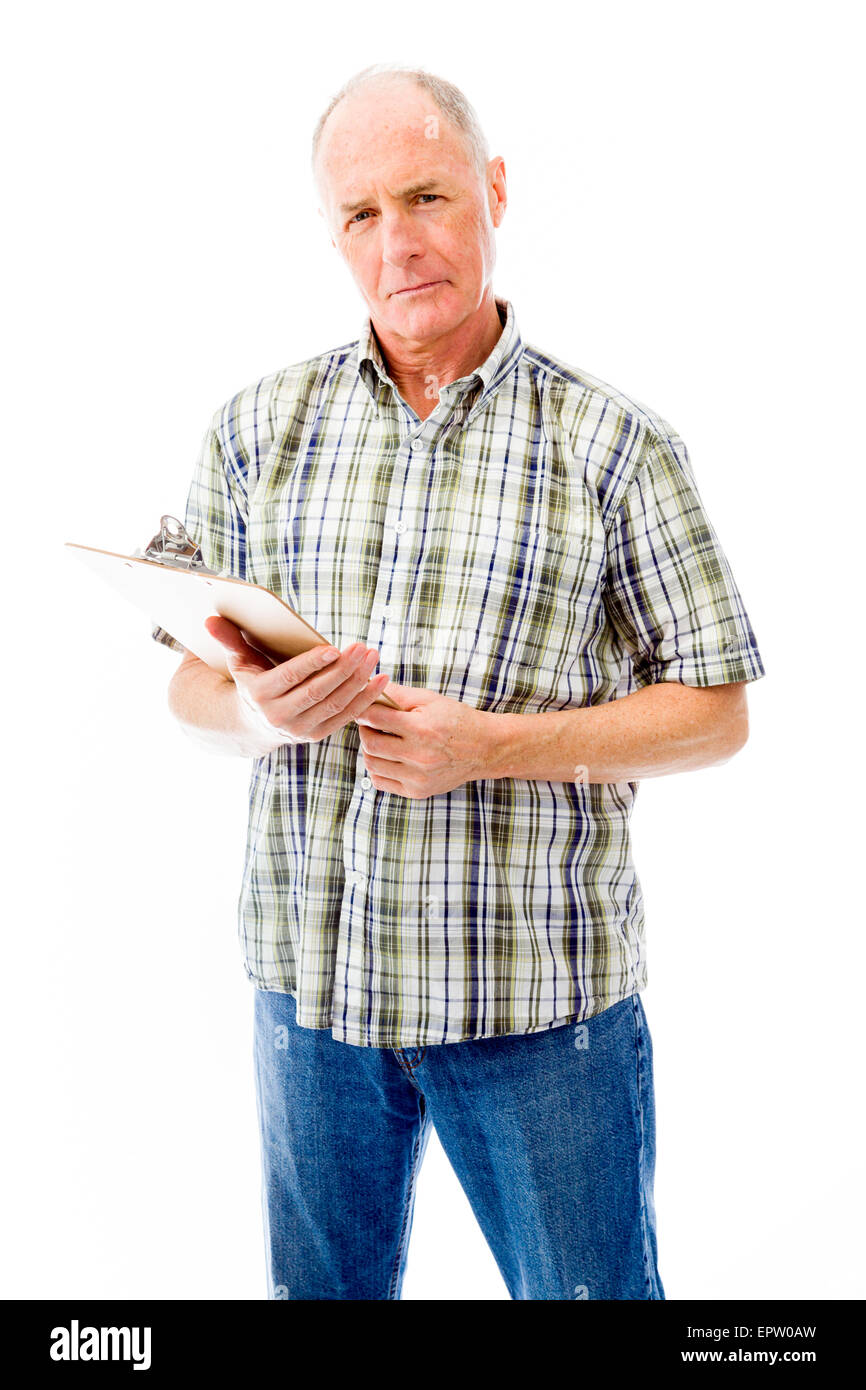 Portrait homme isolé sur fond blanc Banque D'Images